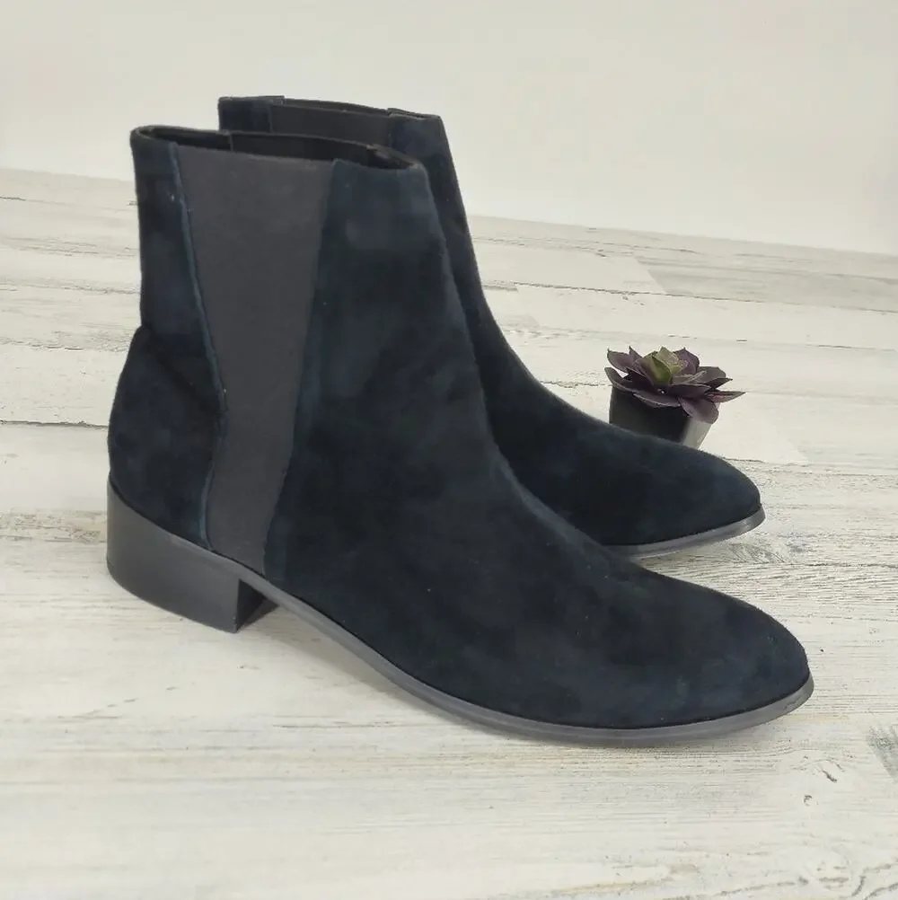 Raye Black Suede Celeste Chelsea Booties Size 9.5